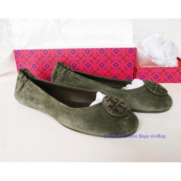 NIB Tory Burch Minnie Suede Leather Ballet Aneto Green US 6.5 7 7.5 8 8.5 9 9.5 - Picture 7 of 10